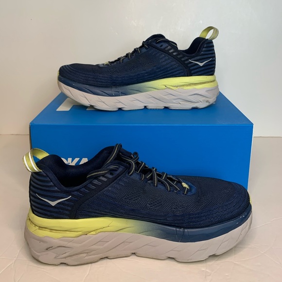 HOKA One One W Bondi 6 Mood Blue Yellow Sz 8 - Picture 2 of 8